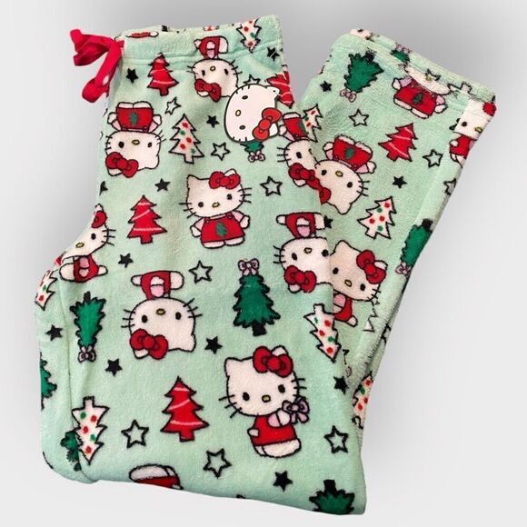 Hello Kitty “Christmas Trees” Fuzzy Soft Touch Pajama Pants Womens size Large - Picture 8 of 12